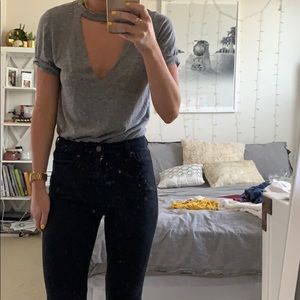 Urban Outfitters Gray t-shirt deep v-neck